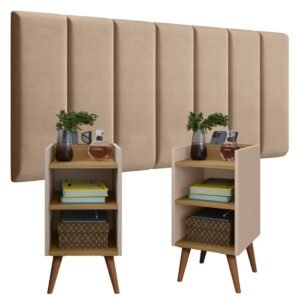 Conjunto 2 mesa de cabeceira max modulada adesiva quarto estofada julia 0,90 /1.40 /1,60 /1,95