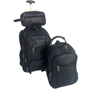 Combo 3 em 1 bolsa mala viagem mochila trabalho masculino feminino preta