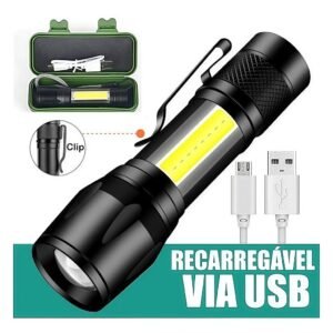 Kit 1/2/3/4 mini lanterna tática com led e zoom recarregável usb
