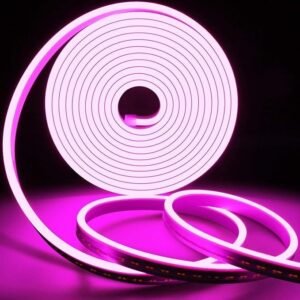 Fita de led neon roxo magenta com 5 metros 12v bivolt flexivel resistente a agua ou sem fonte