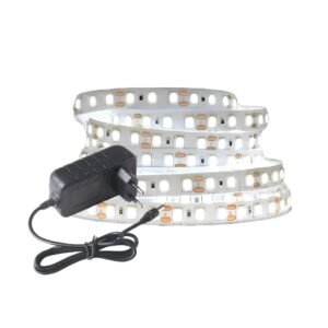 Fita led 120 leds/m ip20 12v 2835 para perfil branco quente/neutro/frio 5m com fonte apollo