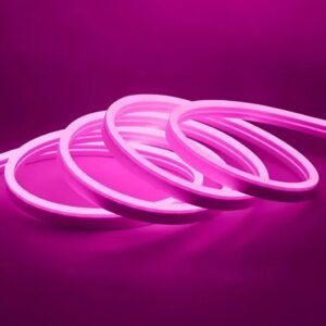 Fita de led neon rosa brilhante com 5 metros 12v bivolt flexivel resistente a agua ou sem fonte