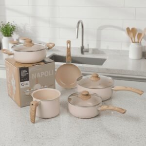 Jogo de panelas cerâmica kit 5 peças antiaderente tampa vidro