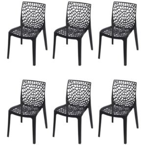 Kit 6 cadeiras gruvyer preta jantar restaurante bar igreja area gourmet super reforçada premium