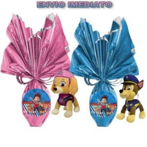 Kit ovo de páscoa patrulha canina com pelucia ao leite premium 250g brinquedo