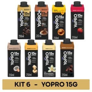 Yopro kit 6 unidades bebida láctea 15g de proteínas 250ml sabores