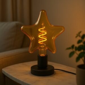 Lâmpada filamento led retrô vintage estrela star decorativa 4w 2200k âmbar bivolt