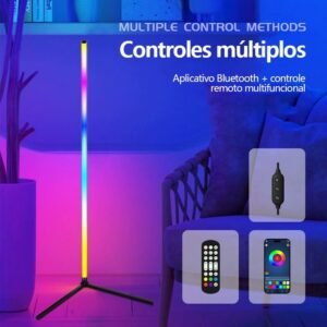 Luminária de piso decorativa led rgbw inteligente com controle remoto por aplicativo para smartphone