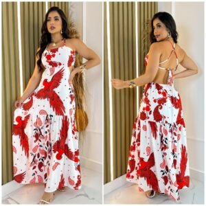 Vestido longo feminino com forro e bojo regulagem, versáteis super confortáveis leves qualidade durabilidade