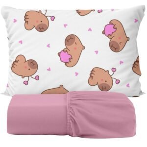 Jogo de cama lençol com elástico + fronha personalizada – conforto, fofura e qualidade para o seu quarto
