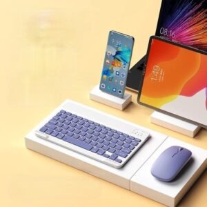 Kit de teclado e mouse sem fio bluetooth macaron com design moderno destinado a pc ipad tablet notebook