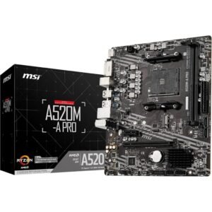 Placa mãe msi a520m-a pro (am4/2xddr4/hdmi/dvi-d/m.2/usb 3.2)