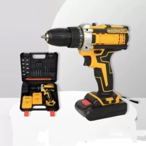 Furadeira e parafusadeira de impacto sem fio 21v recarregáveis 2 baterias com maleta acessórios 28pcs completo--5631