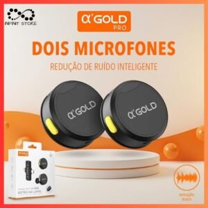 Microfone de lapela sem fio magnetico 2 em 1 lightning e type-c agold mcf-38d