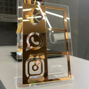 Placa grande display acrílica 3 em qr code mesa balção pix instagram acrilico loja estabelecimento