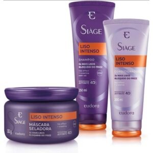 Kit siage eudora liso intenso condicionador 200ml+ shampoo 250ml+ mascara 250g
