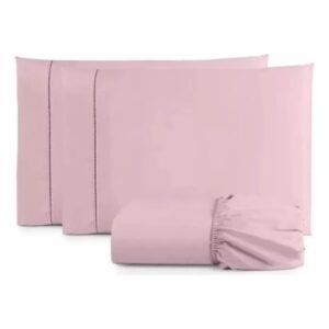 Jogo de lençol fronha ponto palito casal padrão 3 peças 400 fios