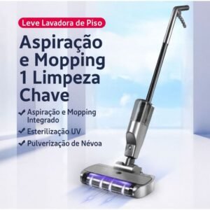 Esfregão elétrico verical 3 em 1 sem fio com luz uv aspirador recarregável autonomia de ate hora