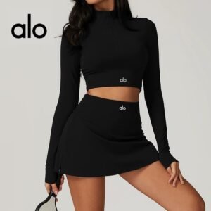 Olá yoga wear correndo ciclismo roupas esportivas meio zíper magro esportes manga longa fitness tênis