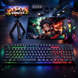 Kit mobilador one hand gamer completo para celular com teclado + mouse led rgb