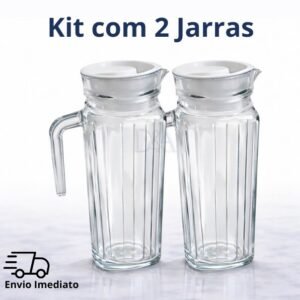 Jarra de vidro suiça 1l com tampa água suco resistente