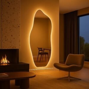 Espelho orgânico com led ou sem decorativo luz branco frio e quente moderno para sala quarto