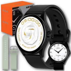 Relógio smartwatch aurafit am12 redondo a prova d'água feminino gps