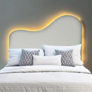 Cabeceira serena orgânica com led 90cm solteiro painel para cama box em tecido bouclé ou veludo