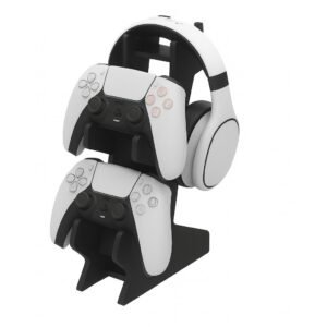 Suporte porta controle xbox one x / s ps4 ps5 fone preto mdf