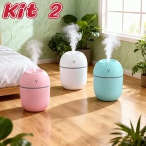 Kit 2 umidificador de ar difusor egg led 250ml purificador casa escritório escola