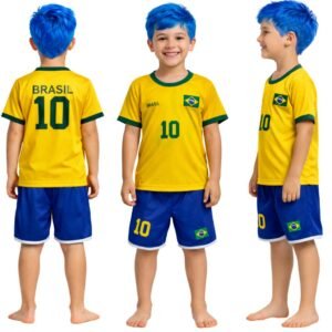 Conjunto infantil do brasil - camiseta + bermuda
