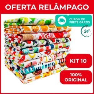 Kit 10 pano de prato felpudo atoalhado estampado
