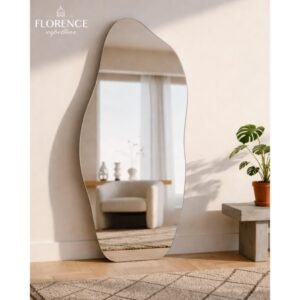 Espelho orgânico 120x50 e 100x50 lapidado moderno grande form flame com suporte invisível luxo