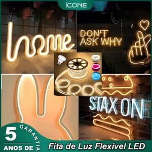 Flexível fita led 10 metros 110v neon iluminação ambiente para casa/carro