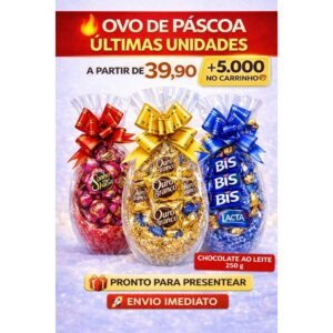 Ovo de páscoa 250g recheado | lacta, nestlé, garoto, ouro branco, bis – pronto para presentear