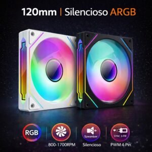 Fan argb delta-c1261 5v 3 pin máx 1700rpm ±10% 120mm gamer pc computador refrigeraçao anti ruido