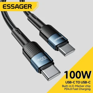 Essager 100w usb tipo c para cabo usb-c pd carregador de carregamento rápido fio macbook samsung xiaomi tipo-c usbc 3m