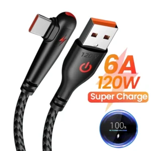 Cabo de carregamento rápido usb tipo c, cotovelo 90 graus para huawei mate 60 50 40 p60 p50 honor xiaomi redmi poco 120w carregador