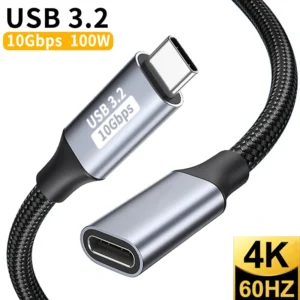 Cabo de extensão usb c tipo para 100w carregamento rápido xiaomi samsung switch macbook pro 4k 60hz cabos vídeo