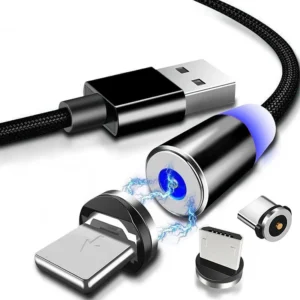 Cabo magnético micro usb tipo c, para carregar iphone huawei samsung android telefones celulares, 1m 2m