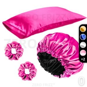 Zero frizz kit noite pefeita | 1 touca dupla face + fronha 2 xuxinhas, escolha sua cor preferida