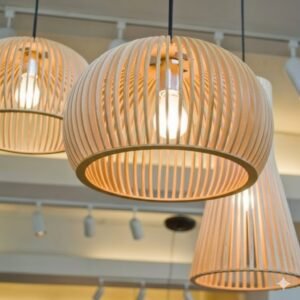 Pendente de teto lustre grande sala em madeira mdf decoração