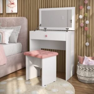Queima de estoque promoção! penteadeira escrivaninha mesa camarim com espelho e gaveta banqueta rose