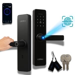 Fechadura eletrica eletronica digital 5 em 1 porta trava biometria bluetooth senha touch biométrica