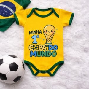 Body bebê copa do mundo | minha primeira estampa taça divertida brasil futebol jogo eua