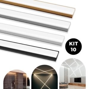 Kit 10 metros perfil slim sobrepor alumínio para fita led sanca móveis