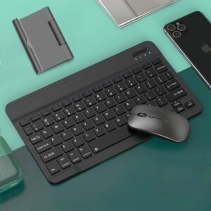 Kit teclado e mouse sem fio bluetooth colorido compatível com android ios windows