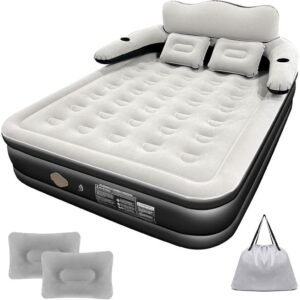 Colchão inflável queen casal com encosto e bomba elétrica embutida cama de campanha