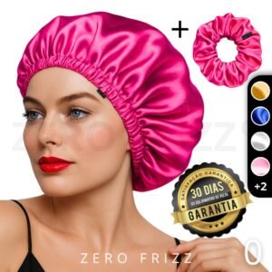 Kit zero frizz® touca de cetim premium anti frizz com regulador e dupla camada + scrunchie