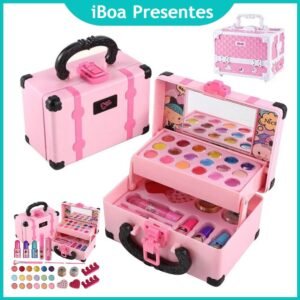 Conjunto de maquiagem infantil lavável 32 peças com estojo maleta